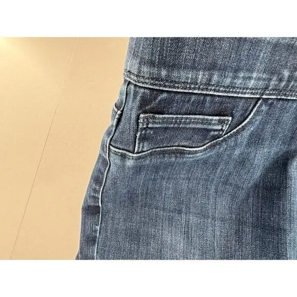 Soft Surroundings Size PM Denim Pull On Relaxed Straight Jeans Dark Slimming - Picture 14 of 15